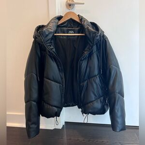 Faux Leather Bomber Jacker